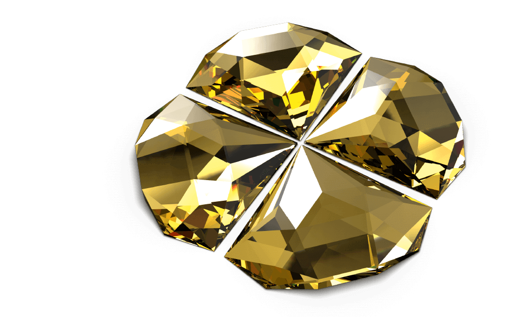 Design de produto com diamante facetado em acrílico cristal e latão polido — criado pela Spacca para o rebranding da Advantage Vip, maior rede de salas VIP do Brasil.